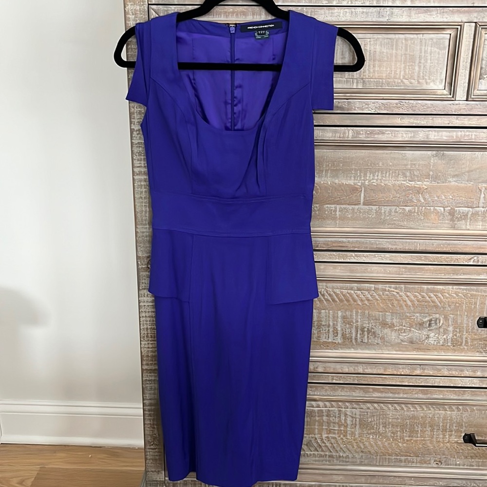 New French Connection blue peplum dress extra small